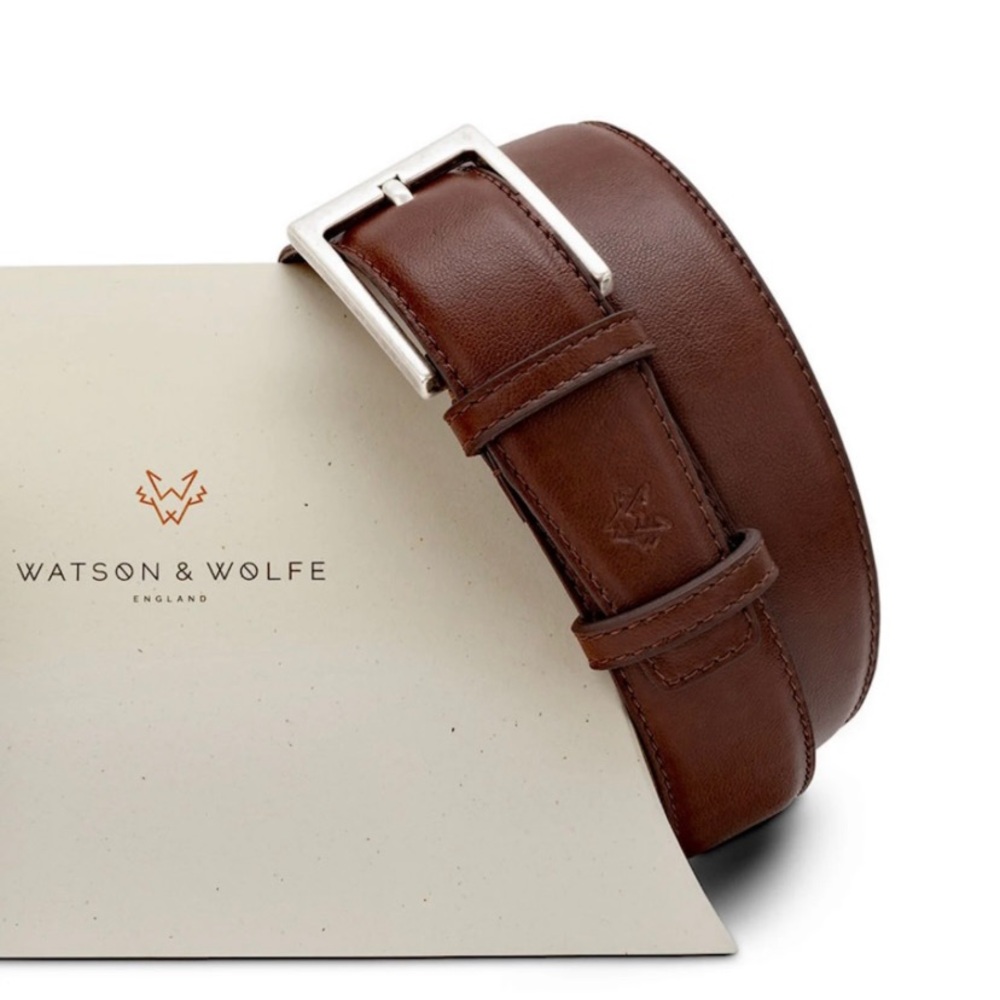 Brown Leather Belt Bag with Metal Buckle